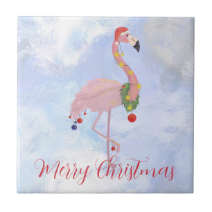 Flamingo Christmas Color Lights Fliese