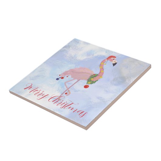 Flamingo Christmas Color Lights Fliese (Seite)