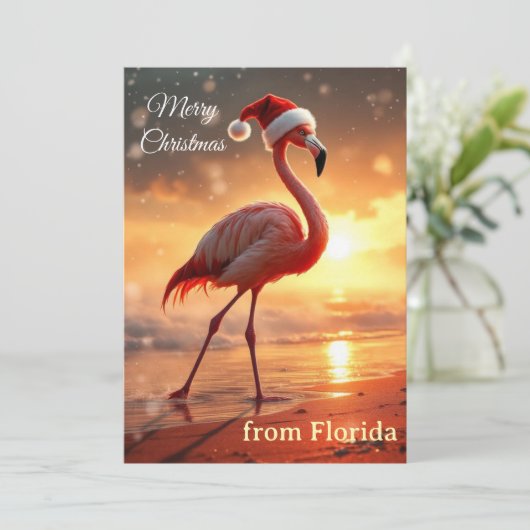 Flamingo Christmas Feiertagskarte (Stehend Vorderseite)