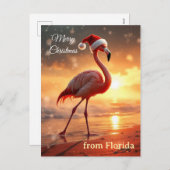 Flamingo Christmas Feiertagspostkarte (Vorne/Hinten)