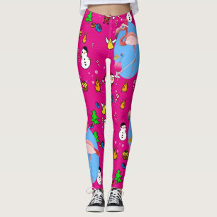 Flamingo Christmas Funny Doodles Festivals Spaß Leggings