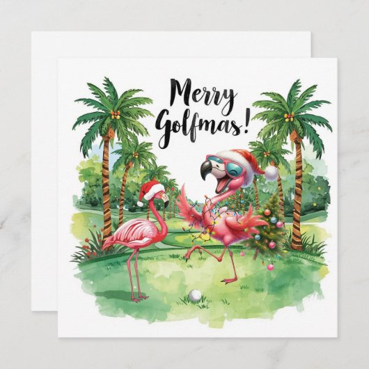 Flamingo Christmas Golfer im Golfplatz (Vorne/Hinten)
