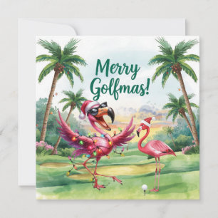 Flamingo Christmas Golfer im Golfplatz