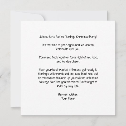 Flamingo Christmas im Juli Party Einladung (Rückseite)