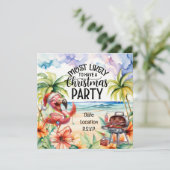 Flamingo Christmas im Juli Party Einladung (Stehend Vorderseite)