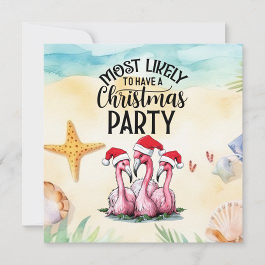 Flamingo Christmas im Juli Party Einladung (Vorderseite)