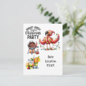 Flamingo Christmas im Juli Party Feiertagspostkarte (Stehend Vorderseite)