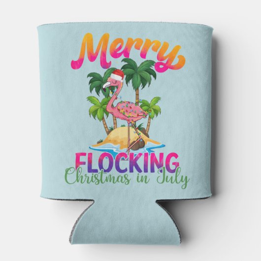 Flamingo Christmas im Juli | Tropischer Flamingo Dosenkühler (Rückseite)