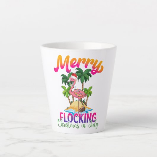 Flamingo Christmas im Juli | Tropischer Flamingo Milchtasse (Vorderseite)