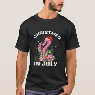 Flamingo Christmas im Juli Weihnachtsmannmütze Fu T-Shirt