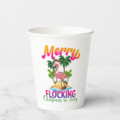 Flamingo Christmas In July | Tropical Flamingo Pappbecher (Rückseite)