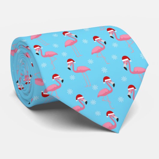 Flamingo Christmas Krawatte (Gerollt)