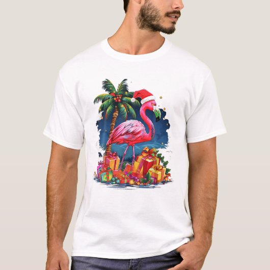 Flamingo Christmas Lighting Xmas T-Shirt (Vorderseite)