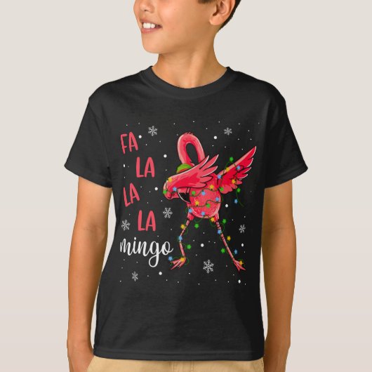 Flamingo Christmas Lights Funny Xmas Weihnachtsman T-Shirt (Vorderseite)