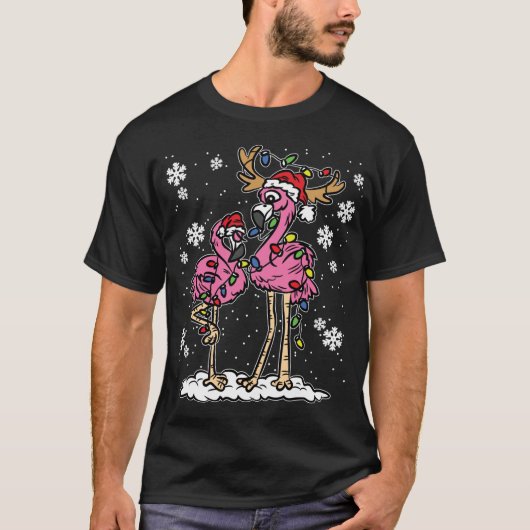 Flamingo Christmas Lights Weihnachtsmannmütze Paja T-Shirt (Vorderseite)