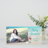 Flamingo Christmas Long Foto Card Feiertagskarte (Stehend Vorderseite)