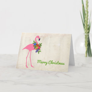 Flamingo Christmas Message Signature Feiertagskarte