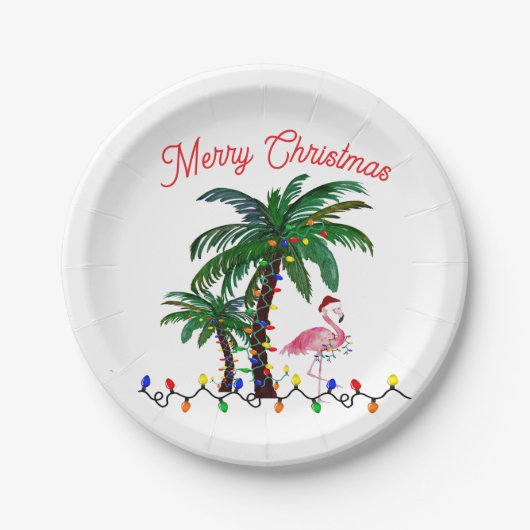 Flamingo Christmas party plates Pappteller (Vorderseite)