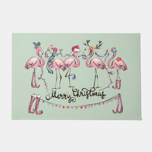 Flamingo Christmas Party Welcome Mat Fußmatte (Vorderseite)