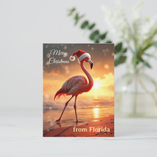 Flamingo Christmas Postkarte (Stehend Vorderseite)