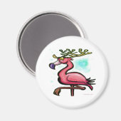 Flamingo Christmas Reindeer Magnet (Vorderseite/Rückseite)