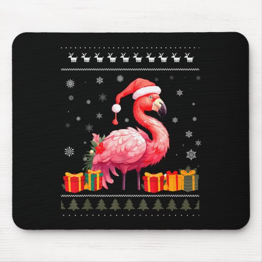 Flamingo Christmas Santa Hat Ugly Christmas Sweate Mousepad (Vorne)