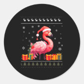 Flamingo Christmas Santa Hat Ugly Christmas Sweate Runder Aufkleber (Vorderseite)