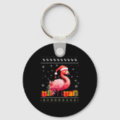 Flamingo Christmas Santa Hat Ugly Christmas Sweate Schlüsselanhänger (Vorderseite)