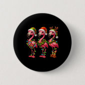 Flamingo Christmas Sarcastic Xmas Lights Flamingo Button (Vorderseite)