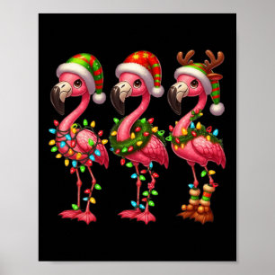 Flamingo Christmas Sarcastic Xmas Lights Flamingo Poster