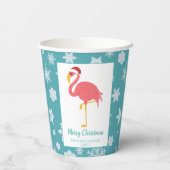 Flamingo Christmas Snowflake Blue Tropical Family  Pappbecher (Rückseite)