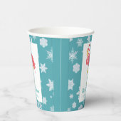 Flamingo Christmas Snowflake Blue Tropical Family  Pappbecher (Rechts)