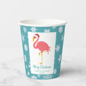 Flamingo Christmas Snowflake Blue Tropical Family  Pappbecher (Vorderseite)