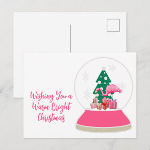 Flamingo Christmas Snowglobe Beach Weihnachten Postkarte