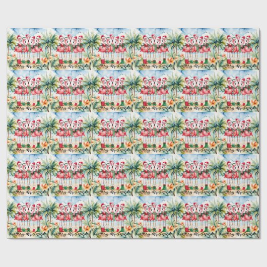 Flamingo Christmas themed Geschenkpapier (Flach)