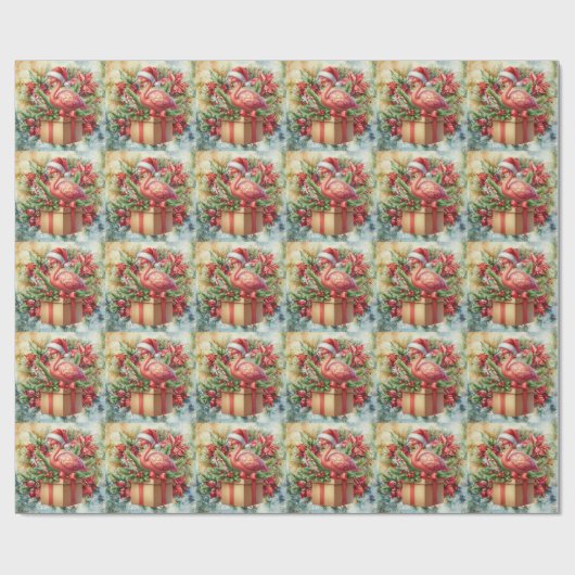 Flamingo Christmas themed Geschenkpapier (Flach)