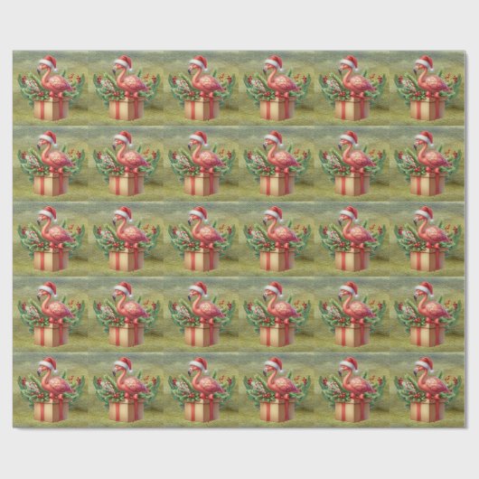 Flamingo Christmas themed Geschenkpapier (Flach)