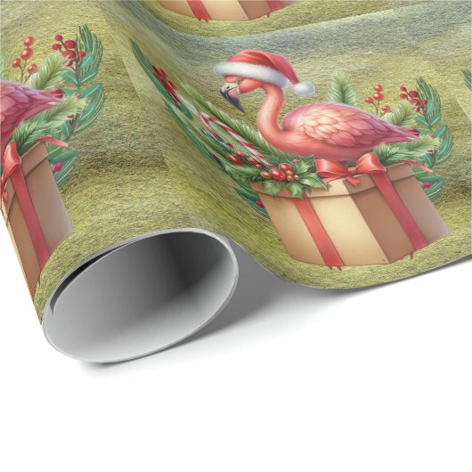 Flamingo Christmas themed Geschenkpapier (Rolleneckpunkt)