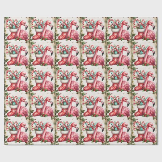 Flamingo Christmas themed Geschenkpapier (Flach)
