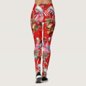 Flamingo Christmas Themed in rot Leggings (Rückseite)