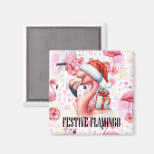 Flamingo Christmas themed Magnet (Vorderseite/Rückseite)