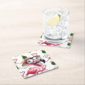 Flamingo Christmas Themed Rechteckiger Pappuntersetzer (Vor Ort)