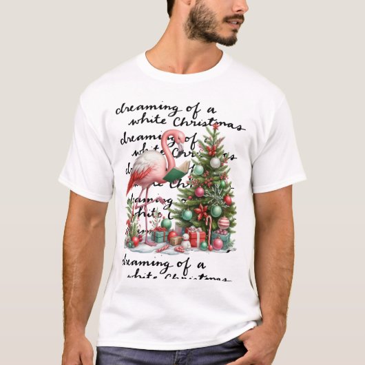 Flamingo Christmas themed T-Shirt (Vorderseite)