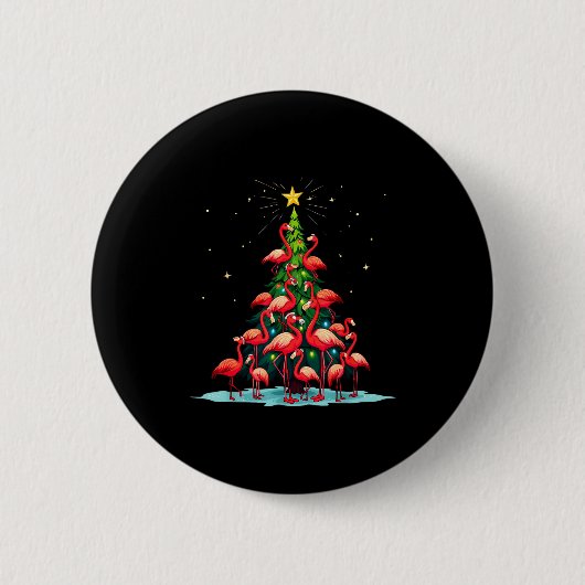 Flamingo Christmas Tree Funny Nkie Holiday Flaming Button (Vorderseite)