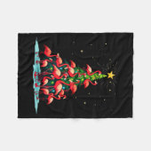 Flamingo Christmas Tree Funny Nkie Holiday Flaming Fleecedecke (Vorderseite (Horizontal))