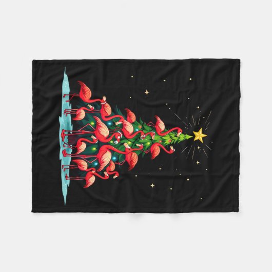 Flamingo Christmas Tree Funny Nkie Holiday Flaming Fleecedecke (Vorderseite (Horizontal))