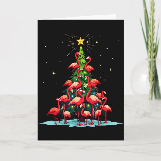 Flamingo Christmas Tree Funny Nkie Holiday Flaming Karte (Vorderseite)