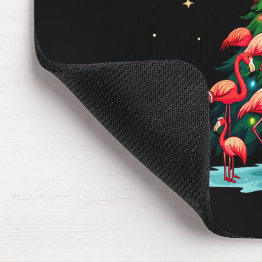 Flamingo Christmas Tree Funny Nkie Holiday Flaming Mousepad (Ecke)
