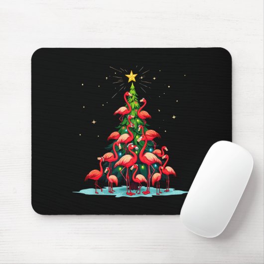 Flamingo Christmas Tree Funny Nkie Holiday Flaming Mousepad (Mit Mouse)