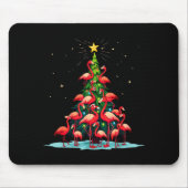 Flamingo Christmas Tree Funny Nkie Holiday Flaming Mousepad (Vorne)